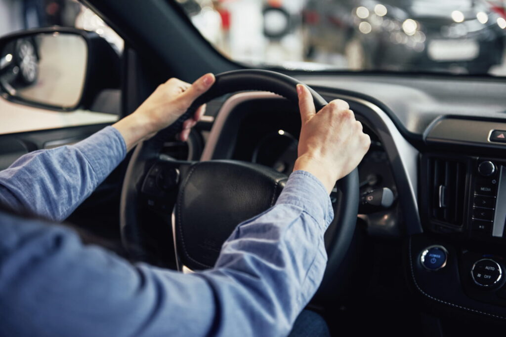 novice driver behind the wheel