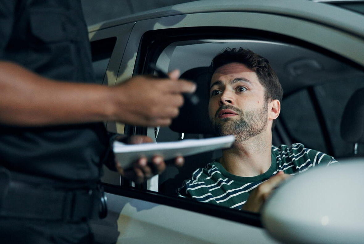 man in car stopped by police